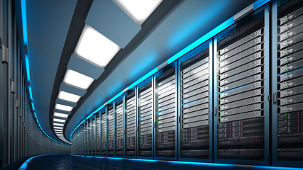 Modern datacenter. Cloud computing. 3d rendering