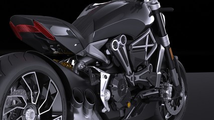 Black Motorbike on elegant dark background