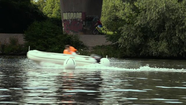 Girl riding on a boat