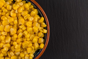 sweet canned corn in bowl