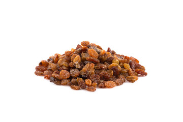 Sweet raisins on white