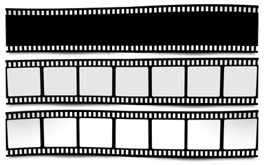 Film, movie, photo, filmstrip on white in black and white colors