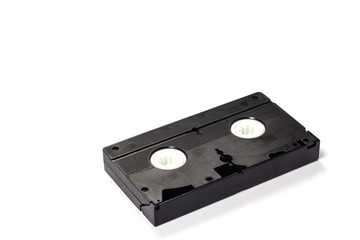 Old vhs video cassette isolated on white background - copy space 