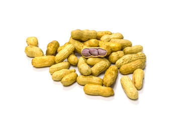 Boiled peanut - isolated on white background -  