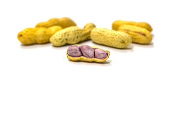 Boiled peanut - isolated on white background - copy space