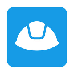 Icono plano casco de obrero en cuadrado azul