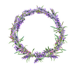 Lavender flowers wreath. Watercolor