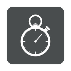 Icono plano cronometro en cuadrado gris
