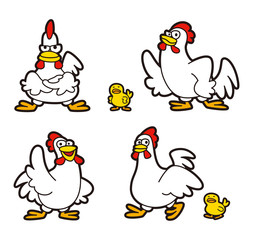 ニワトリのキャラクター、チキン、ヒヨコ