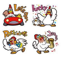 ニワトリのキャラクター、チキン、ヒヨコ