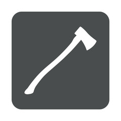 Icono plano hacha leñador en cuadrado gris