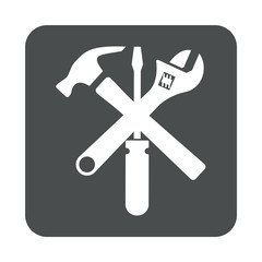 Icono plano herramientas en cuadrado gris