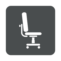 Icono plano silla de despacho en cuadrado gris