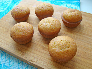 Ruddy muffins on the board