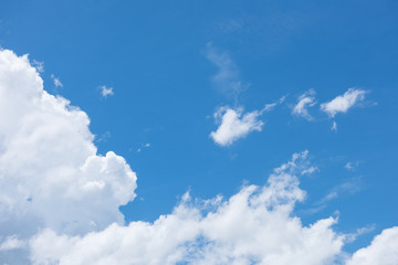 Blue sky with white cloud. Natural cloudscape background