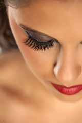 Artificial lashes, macro shoot of eyelashes extensions