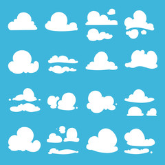 Different clouds in cartoon style. Vector illustration set