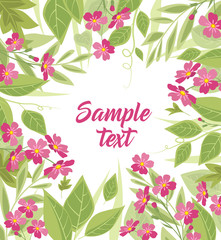 Background of pink flowers and leaves