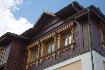 Russia old style architecture lumber 