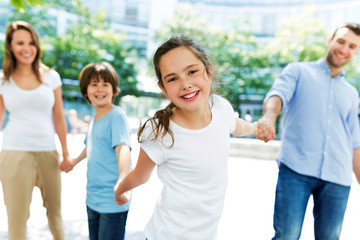 Happy family outdoors
