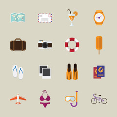 summer icons set. journey and travel design concept. vector illustration.