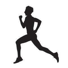 Fototapeta na wymiar Running man side view vector silhouette