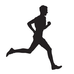 Fototapeta na wymiar Running man side view vector silhouette