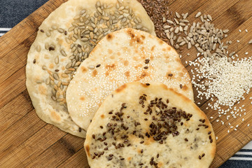 small flat bread with seeds