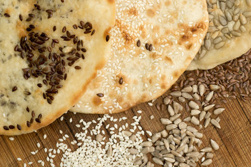 small flat bread with seeds