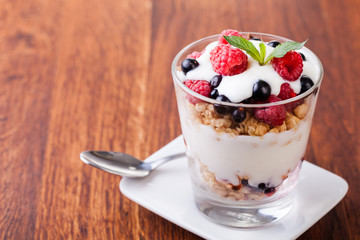 yogurt with muesli and berries