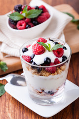yogurt with muesli and berries