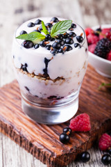 yogurt with muesli and berries