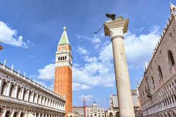 Fototapeta na wymiar San Marco Square in Venice, Italy. Campanile The Tower of Venetia