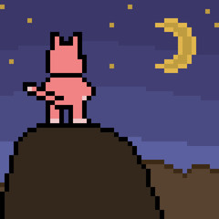 vector pixel art mountain cat