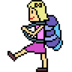 vector pixel art backpacker