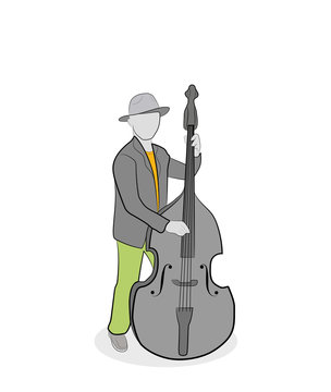 Jazz band with different musical instruments. Hand drawn cartoon vector illustration for design and infographics.