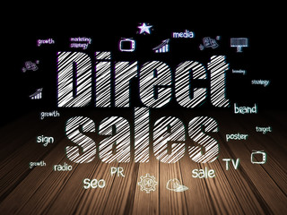 Advertising concept: Direct Sales in grunge dark room