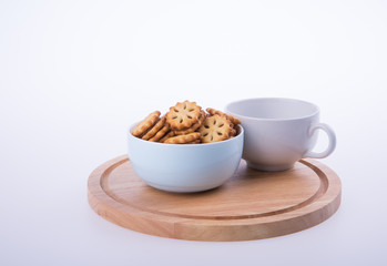 cookies or Tea and cookies on background.