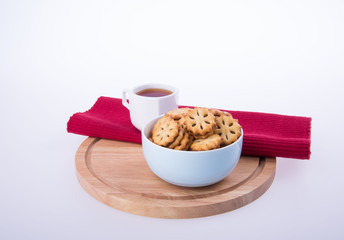 cookies or Tea and cookies on background.