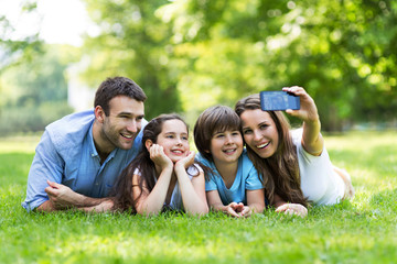 Happy family outdoors
