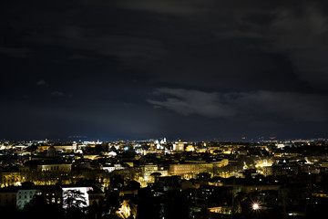 Fototapeta premium Panorama of Rome, landscape visible from the Pincio in the night