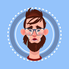 Profile Icon Male Emotion Avatar, Man Cartoon Portrait Crying Face Flat Vector Illustration