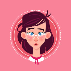 Profile Icon Female Emotion Avatar, Woman Cartoon Portrait Surprised Face Flat Vector Illustration