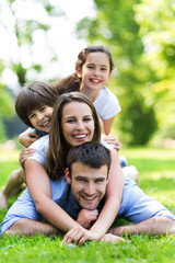 Happy family outdoors
