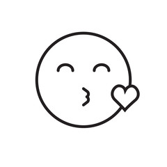 Smiling Cartoon Face Blowing Kiss Positive People Emotion Icon Vector Illustration