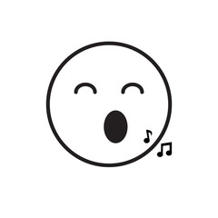 Smiling Cartoon Face Sing Positive People Emotion Icon Vector Illustration