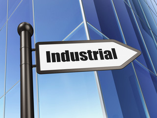 Manufacuring concept: sign Industrial on Building background