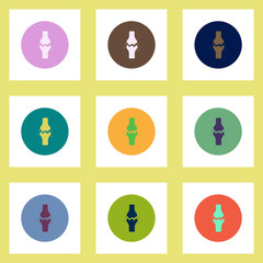 Collection of stylish vector icons in colorful circles bone fracture