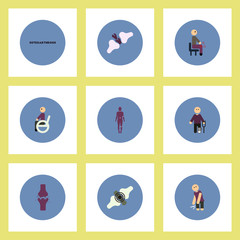 Collection of stylish vector icons in colorful circles body osteoarthritis