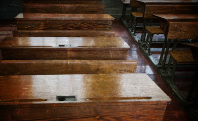 Old classroom interior